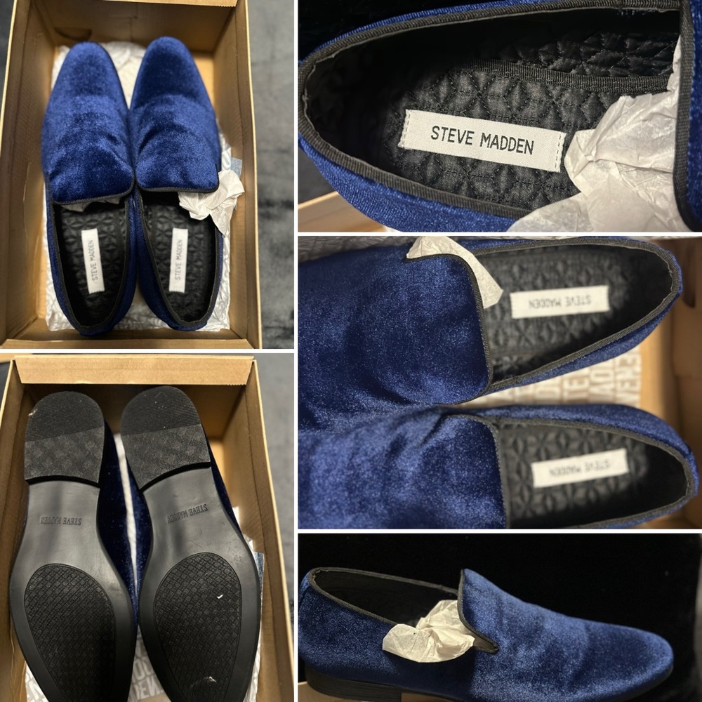 Steve Madden Blue Velour Men Shoes